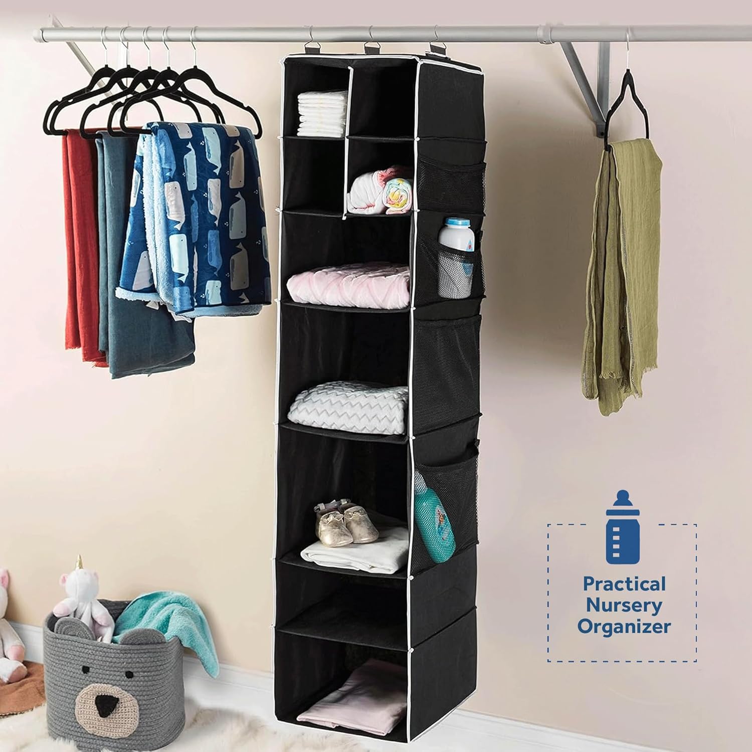 07_1f0ae770-0dc9-47f4-aedf-b0a37e797cf8 9 Shelf Hanging Closet Organizer with 5 Drawer Organizers - Image 1