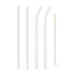 4 Pcs Reusable Glass Straws with 1 Cleaning Brushes - Image 7