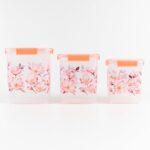 Square 3 Pcs Floral Printed Airtight Storage Container Set – Approx 2.8 Ltr, 4.5 Ltr, 6.9 Ltr (3 Pcs Set) - Image 4