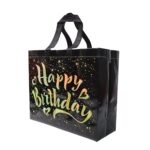 Birthday Gift Bag with Gold Shiny Stars, Reusable Party Gift Bags (1 Pc) - Image 5