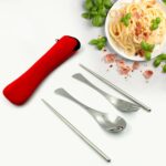 Picnic Dinner Spoon Fork Chopsticks Cutlery Tablewares Set  Traveling Spoon Set High Quality Cutlery Set (4 PC / 1 Set ) - Image 8