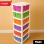 6-Layer Multi-Colored Plastic Storage Drawer Cabinet - Image 2