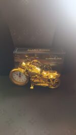 Golden Motorcycle Shape Alarm Clock, Motor Table Clock for Home Decor (1 Pc) - Image 7