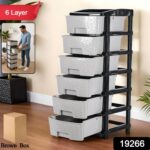 6-Layer Heavy-Duty Plastic Drawer Organizer Cabinet with Stone Texture Drawers - Image 2