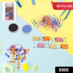 Binder Clips Paper Clips, Push Pins for Office and School Supplies (68 Pcs Set) - Image 2