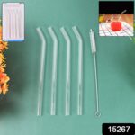4 Pcs Reusable Glass Straws with 1 Cleaning Brushes - Image 2