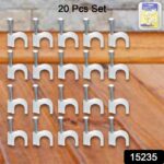 Wire Wall Clips, Plastic Cable Clips Round Wire Pins with Steel Nail (20 Pcs Set) - Image 2
