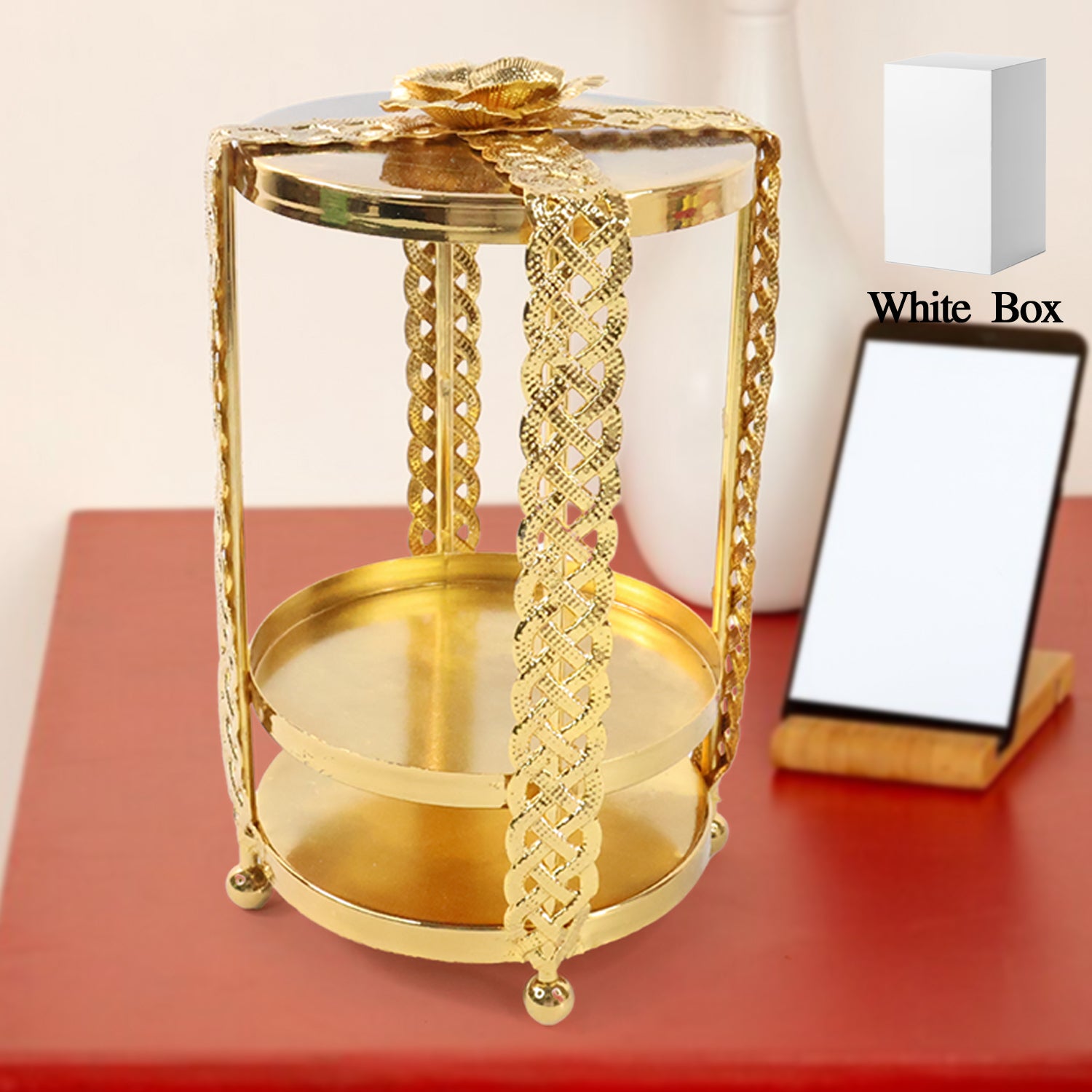 1_8739307f-2c16-442b-b5eb-7ead730174de Multipurpose Golden Metal Candle Stand showpiece (1 Pc) - Image 1