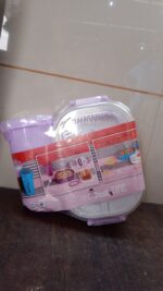 Plastic Lunch Box With Small Box, Bottle & Sponn for Kids Lunch Box (4 Pc Set) - Image 7