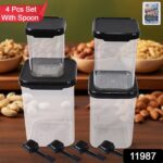 Plastic Air Tight Containers Storage (4 Pc Set With 4 Spoon) - Image 2