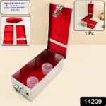 Premium Stainless Steel Velvet Lined Jewellery Storage Box with Lock and Red Interior - Image 2