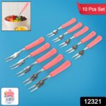 Premium Stainless Steel Fruit Fork Set – 10 Pieces with Soft Non-Slip Handle - Image 2