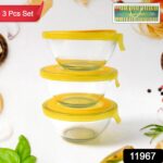 Dazzle Glass Bowl Set Mixing / Storage Bowls with Lids (3 pcs Set) - Image 2