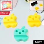Multi-Functional Apple-Shaped Plastic Mobile Stand with Pen Holder (3 Pc / Mix Color) - Image 2