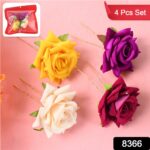 Colourful Flowing Flower Hair Pin (4 Pcs Set / Mix Color), Hair accessories - Image 2