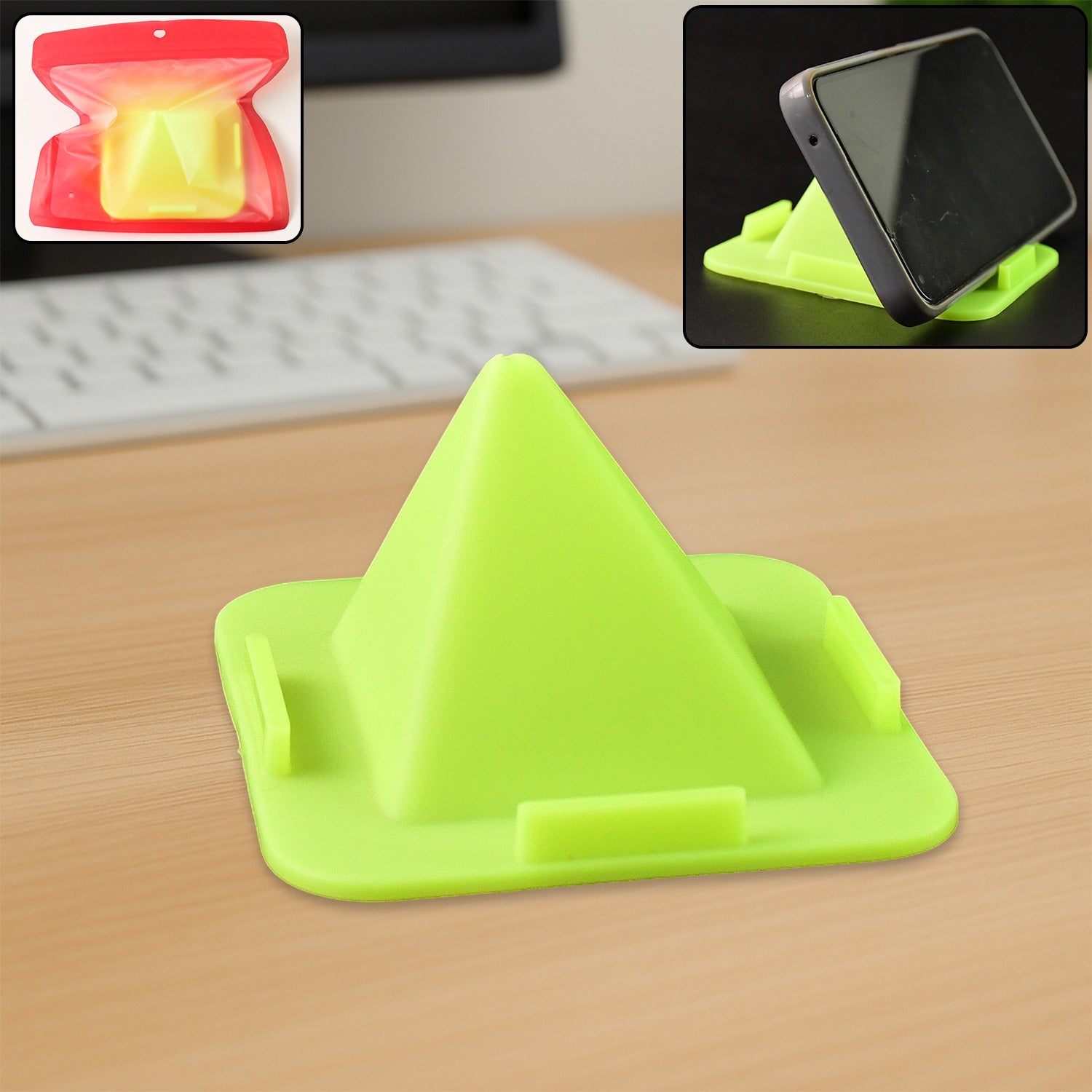 29914230-6879 Virgin Mobile Accessories Universal Portable Four-Sided Pyramid Shape Desktop/ Table Mobile Holder Stand (1 Pc) - Image 1