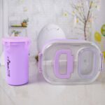 Plastic Lunch Box With Small Box, Bottle & Sponn for Kids Lunch Box (4 Pc Set) - Image 4