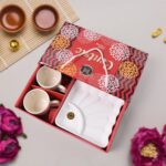 Cerntric Ceramic Tea Cup With Plastic Square Shape Serving Platter Milk Cup 3pc Set - Image 4