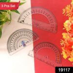 Multipurpose Transparent Plastic Protractor Set (3 Pcs Set) - Image 2