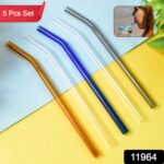 Reusable Glass Straws Clear Glass Drinking Straw (5 pcs Set) - Image 2