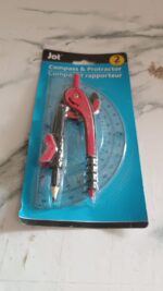 2 Pc Geometry Set – Built-in Pencil Grip + Transparent Plastic Protractor – School Geometry Tools Kit - Image 7