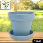 Heavy Plastic Flower pots With Tray (1 Pc) - Image 2