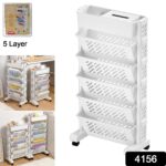 Movable Bookshelf, Large Capacity Rotatable Plastic Rolling Organization Shelf / Rack - Image 2
