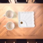 Cerntric Ceramic Tea Cup With Plastic Square Shape Serving Platter Milk Cup 3pc Set - Image 6