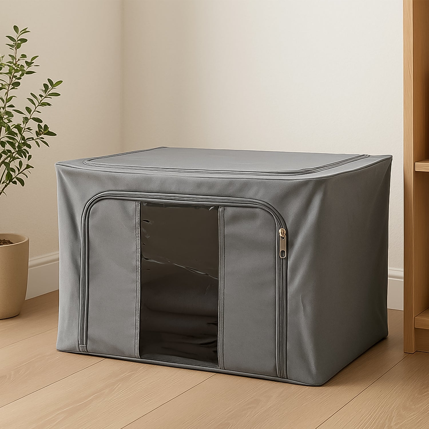 4735_cloth_storage_box_50x40cm_no1 Storage Box with Lid, With Window (50×40 Cm / 1 Pc) - Image 1