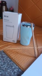 Stainless Steel Insulated Coffee Mug With Wooden Straw (350ml Approx) - Image 7