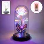 LED Light-Up Eternal Rose with Butterfly in Transparent Dome (1 Pc / Battery not Included) - Image 2
