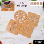 Wooden Table Coasters Tea Coasters (1 Pc / Mix Design) - Image 2