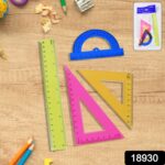 4-Piece Geometry Set, Triangle Ruler Protractor Straight Ruler - Image 2
