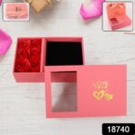 Jewellery Gift Box with Lids & Roses Packaging Box with 6 Roses (1 Set) - Image 2