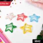 Metal Printed Star Shape Hair Clips (5 Pcs Set) - Image 2