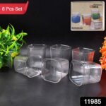 6pc Transparent Diamond Medium Serving Glass Set, Glass Set for Water, Juice etc - Image 2