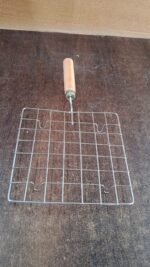 Stainless Steel Square Papad jali, Barbecue Grill Rack with Wooden Handle (1 Pc) - Image 7