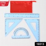 4-Piece Transparent Geometry Instrument Set with Ruler - Image 2