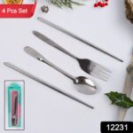 Portable Utensils Travel Camping Cutlery Set 4 Pc With case - Image 2