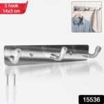Stainless Steel Wall Mounted Coat 3 Hook Rack (14x3 / 1 Pc) - Image 2