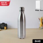 Silver Stainless Steel Water Bottle Approx 500 ML (1 Pc) - Image 2
