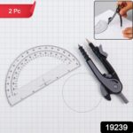 2-Piece Geometry Protractor Set with Lock and Transparent Protractor - Image 2