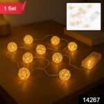 Battery Operated Rattan Ball String Decorative Fairy Lights - Image 2
