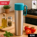 Stainless Steel Fresh Oil Pourer Bottle with Flip Lid and Handle Approx 1000ML (1 Pc) - Image 2
