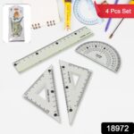 4-Piece Geometry Set, Triangle Ruler Protractor Straight Ruler - Image 2
