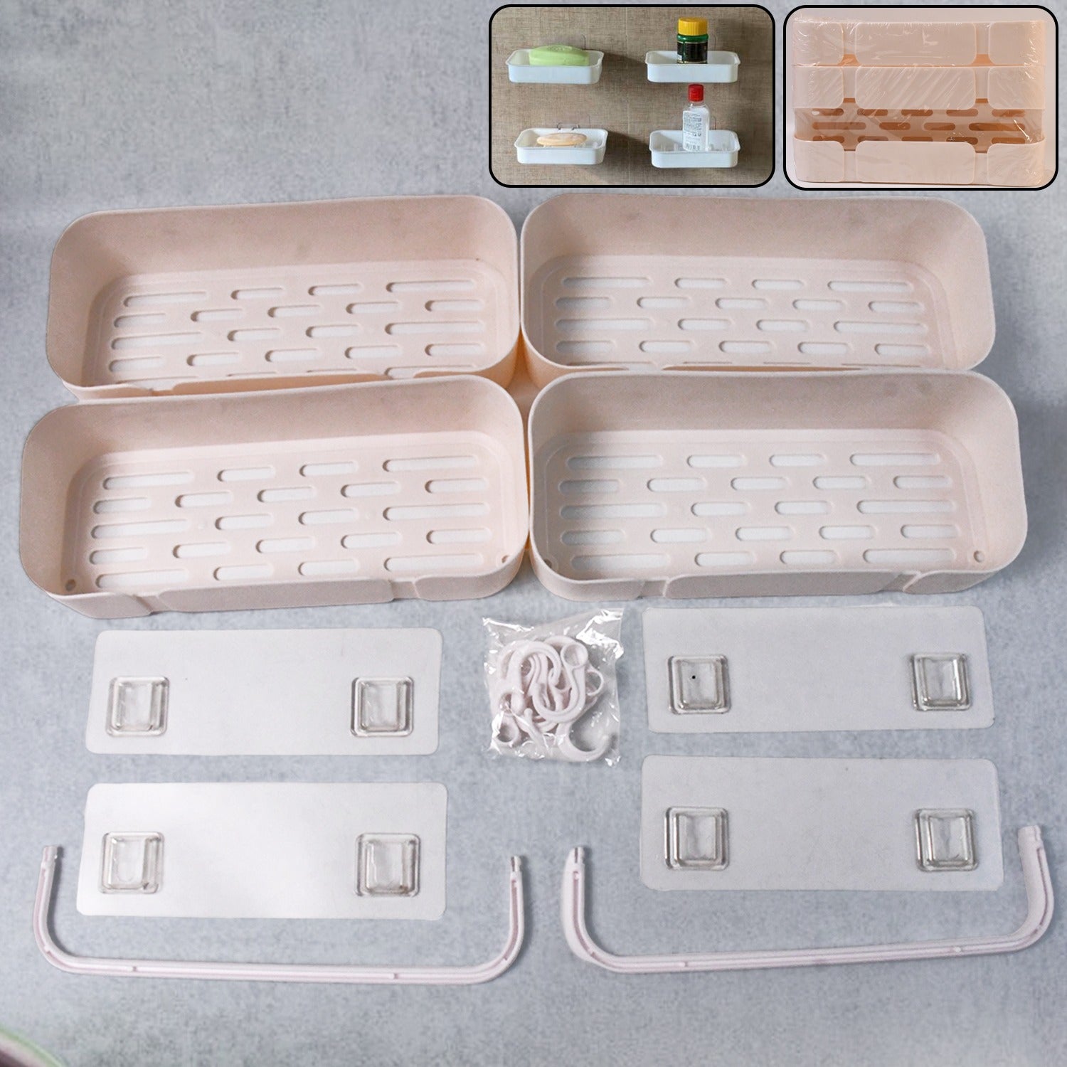 be497c40-b740-4930-b926-3190a06dafbc Multipurpose Kitchen Bathroom Wall Corner Shelf Rack (4 Pcs Set) - Image 1