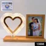 Heart Shape Cystal Led Lamp & Photo Frame Night Lamp | Wedding Gift | love couple - Image 2