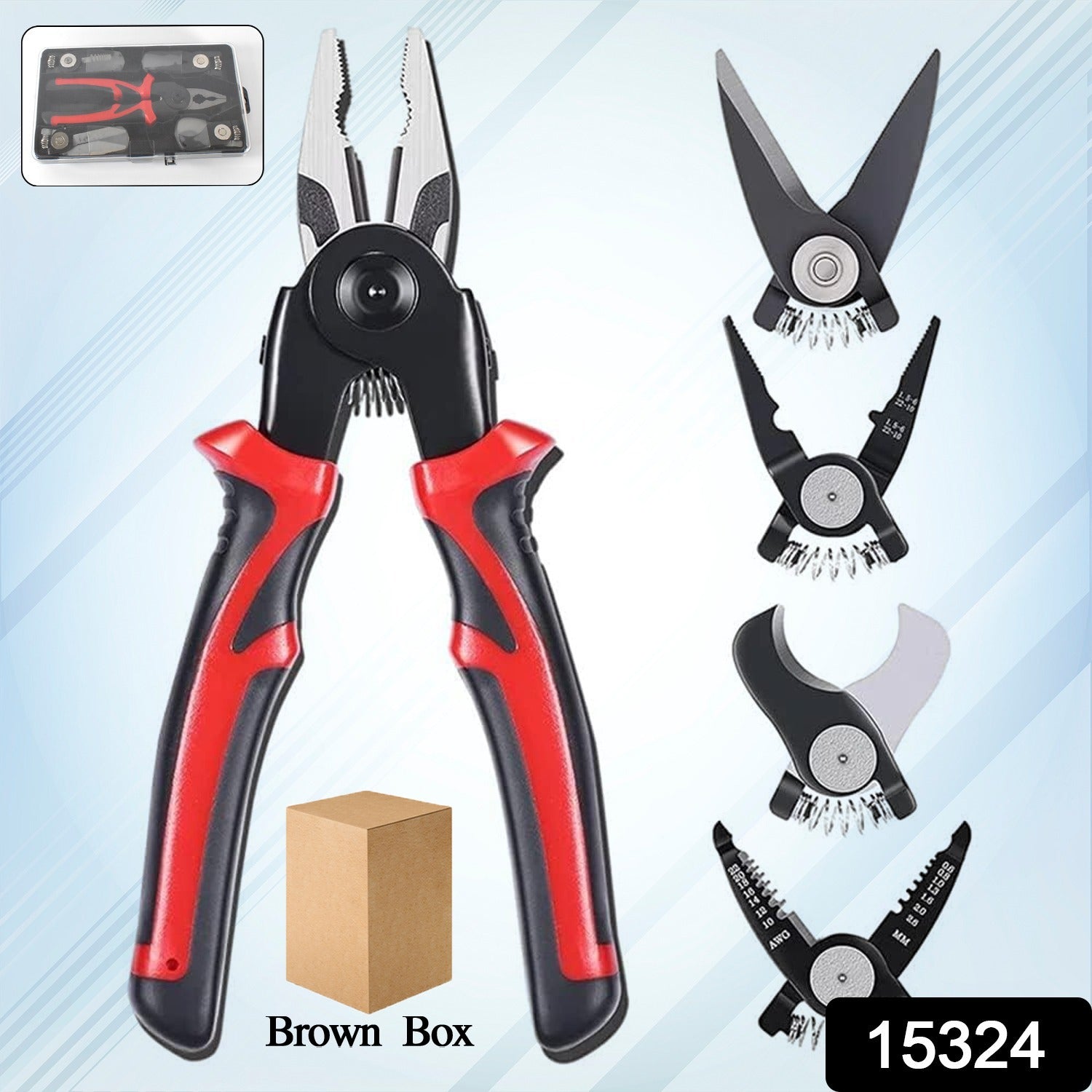 d7281366-3f53-4df9-9521-fc1db8e5a2b2 5 in 1 Wire Stripper Pliers Set, Soft Grip, Anti-Slip, Alloy Steel, Cutting, Gripping, Stripping - Image 1