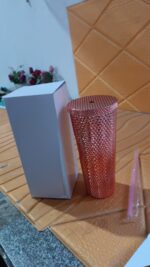 Studded Cup Tumbler Straw Lid - Plastic Double Walled Cold Cup for iced Coffee - Image 8