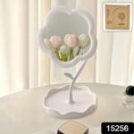 Flower-Shaped Makeup Mirror, Rotatable Makeup Mirror with Tray Table Vanity - Image 2